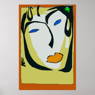 Póster Cara Abstrata En Amarillo,