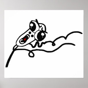 Póster Cara asustada FUNCIONAMIENTO Meme cómico de la