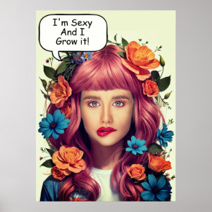Póster Cara chica floral y cutánea en foto de agujero