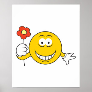 Póster Cara con flor