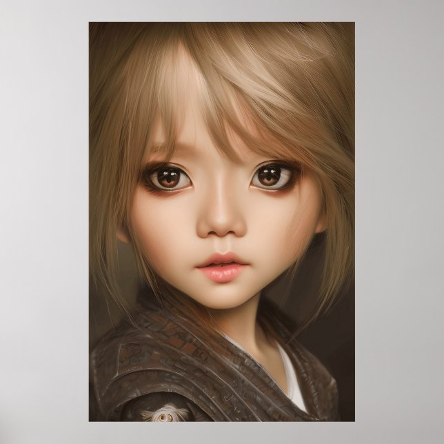 Póster Cara corta ojos grandes niño chica 2 (Frente)