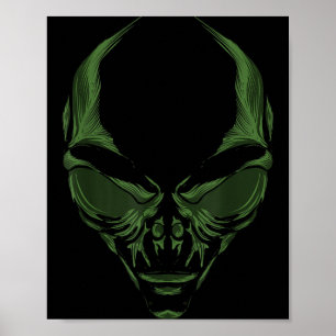 Póster Cara de Alien Verde