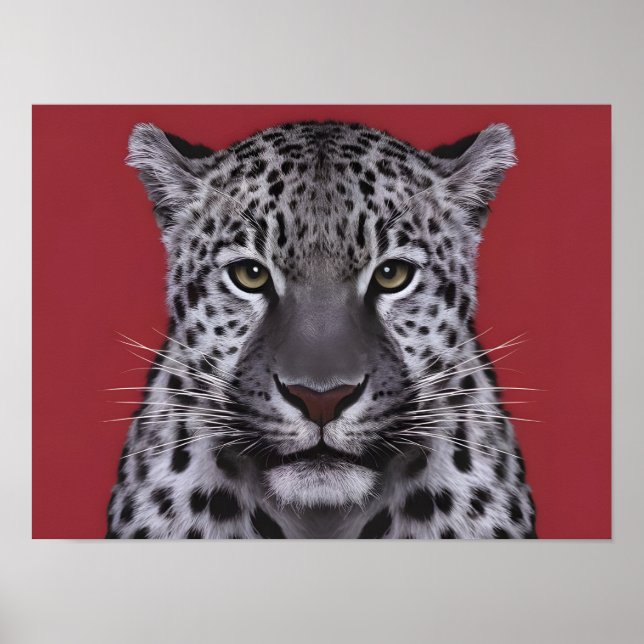 Póster Cara de animal leopardo al estilo cinemático. (Frente)