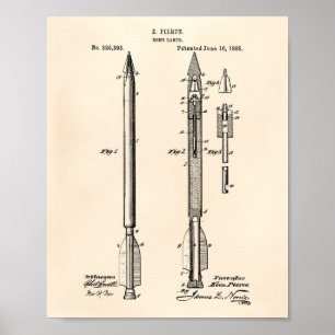 Póster Cara de bomba Lance 1885 Patent Art Old Peper
