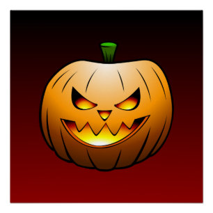 Póster Cara de calabaza espeluznante de Halloween