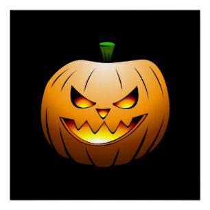 Póster Cara de calabaza espeluznante de Halloween