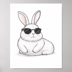 Póster Cara de conejo con gafas de sol para niños hombres