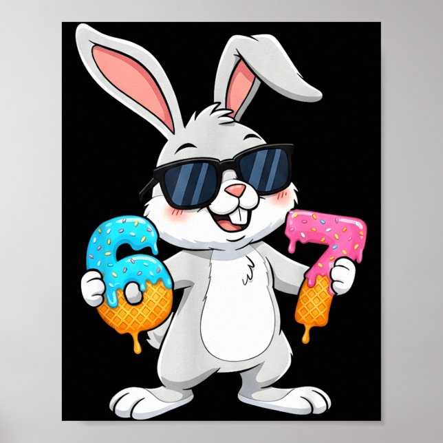 Póster Cara de conejo con gorra de gafas de sol Día de Pa (Frente)