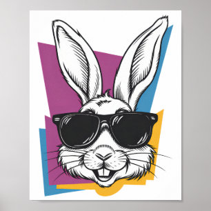 Póster Cara De Conejo Con Sungles Para Niños Hombres Pasc