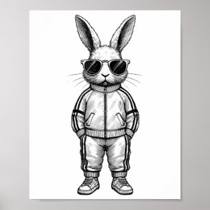 Póster Cara De Conejo Con Sungles Para Niños Hombres Pasc