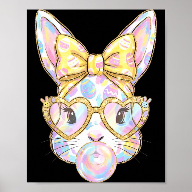 Póster Cara de conejo de conejito lindo gafas de tinte de (Frente)