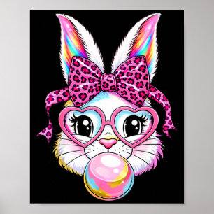 Póster Cara de conejo de conejito lindo leopardo coqueta