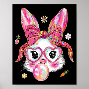 Póster Cara de conejo de Pascua feliz mujeres niña linda
