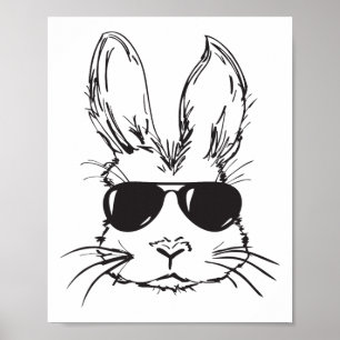 Póster Cara de conejo genial Feliz Pascua de Resurrección