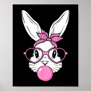 Póster Cara de conejo lindo con gafas de corazón de banda