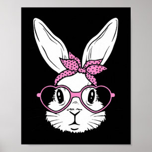 Póster Cara de conejo lindo con gafas de corazón de banda