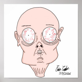 Póster Cara de dibujo animado divertida y asustada