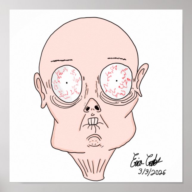 Póster Cara de dibujo animado divertida y asustada (Frente)