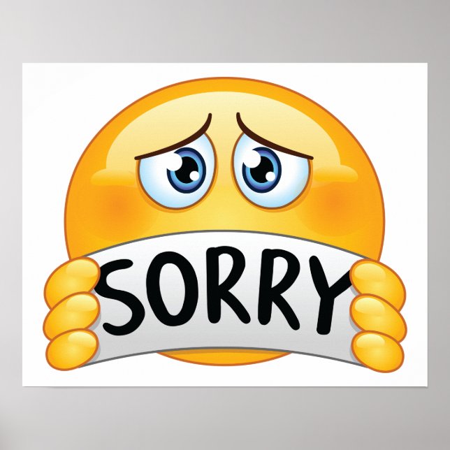 Póster Cara de Emoji Triste y Arrepentido con Letrero de  (Frente)
