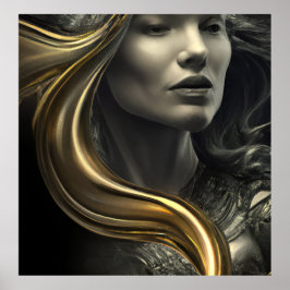 Póster Cara de fantasía de estatua de mujeres de bronce d