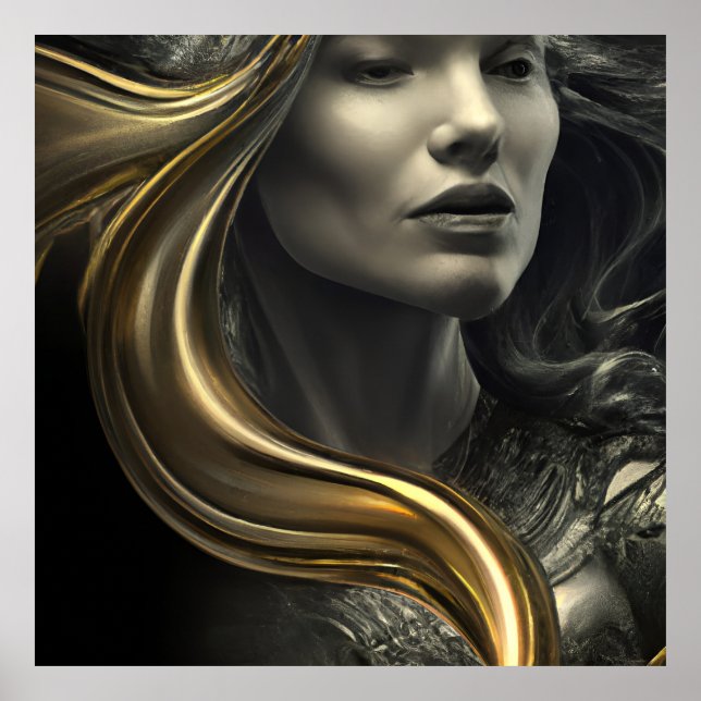 Póster Cara de fantasía de estatua de mujeres de bronce d (Frente)