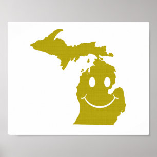 Póster Cara de forma de estado de Michigan