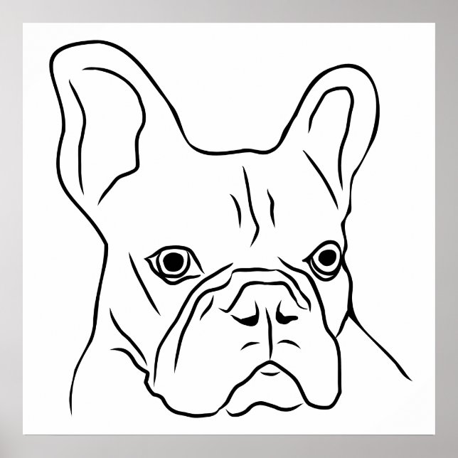Póster Cara de Frenchie Dibujada a Mano  (Frente)