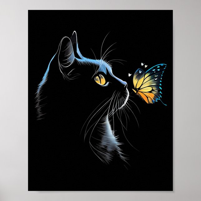 Póster Cara de Gato - Con Mariposa (Frente)