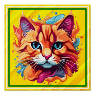 Póster Cara de gato de color lindo-87002