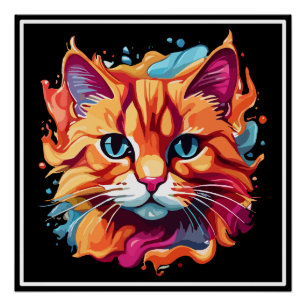 Póster Cara de gato de color lindo-87002
