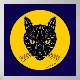 Póster Cara de gato negro