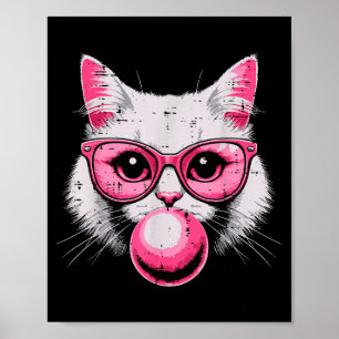 Póster Cara de gato Nk Gles chicle Cute Kitty Mujeres Chi
