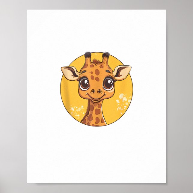 Póster Cara de jirafa linda ojos grandes amante de los an (Frente)