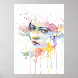 Póster Cara de mujer acuarela