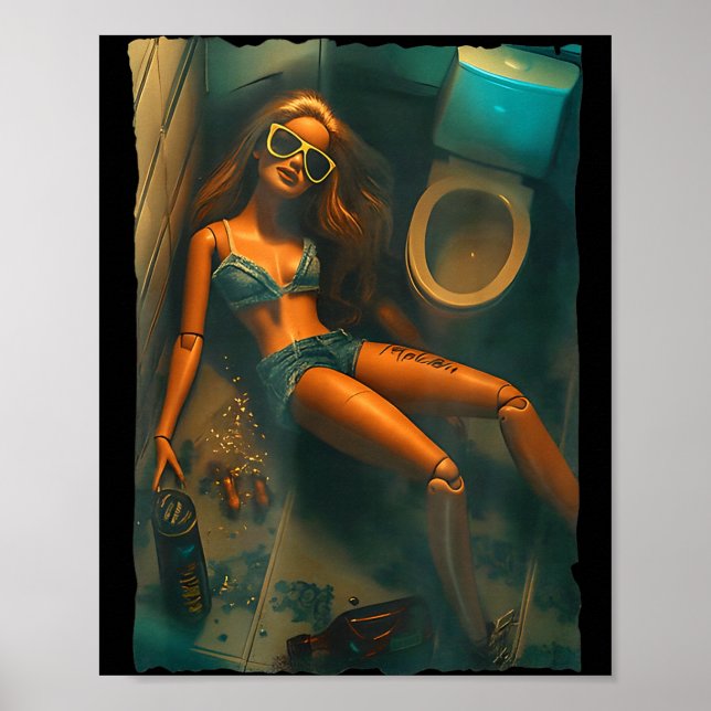 Póster Cara de muñeca bebiendo meme divertido asqueroso (Frente)