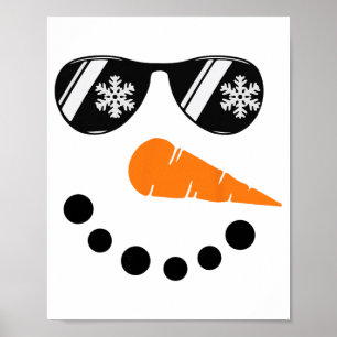 Póster Cara de muñeco de nieve Gafas de sol Navidad Para