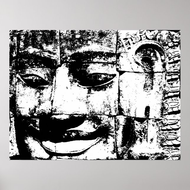 Póster Cara de piedra jemer... Templo de Bayon, Camboya (Frente)