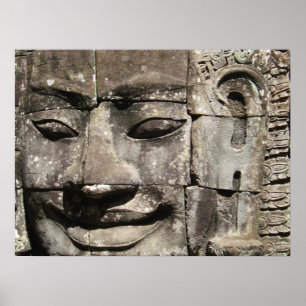 Póster Cara de piedra jemer... Templo de Bayon, Camboya