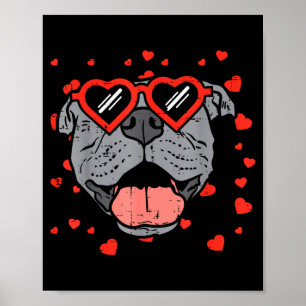 Póster Cara de Pitbull Corazón Gles Día de San Valentín M
