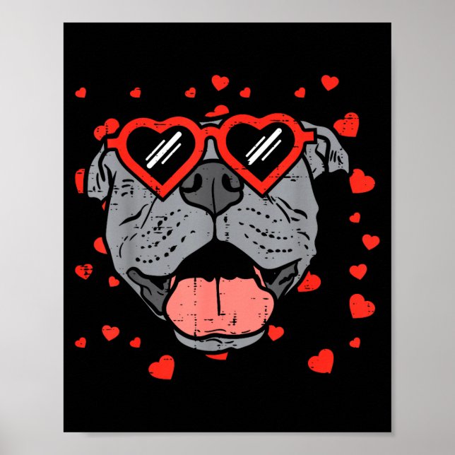 Póster Cara de Pitbull Corazón Gles Día de San Valentín M (Frente)