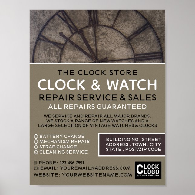 Póster Cara de Reloj Grande, Publicidad Horóloga (Frente)