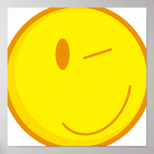 Póster cara de sonrisa de guiño lindo