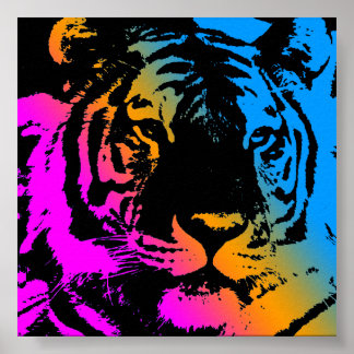 Póster Cara de tigre retro vintage del tigre de Corey 80