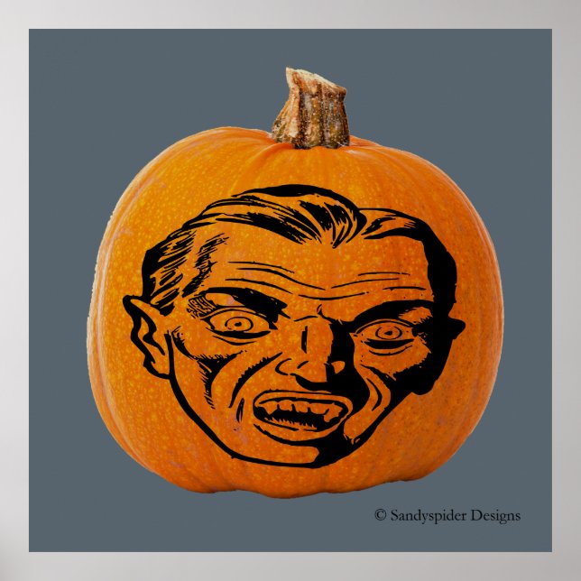 Póster Cara de vampiros de Jack o' Lantern, calabaza de H (Frente)