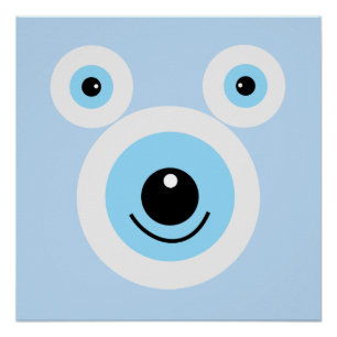 Póster Cara divertida de oso blanco