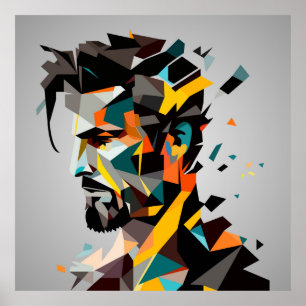 Póster Cara humana en estilo abstracto