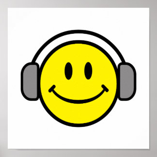 Póster cara linda con auriculares