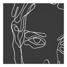 Póster Cara moderna de dibujo minimalista de una línea