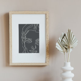 Póster Cara moderna de dibujo minimalista de una línea