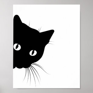 Póster Cara negra de gato